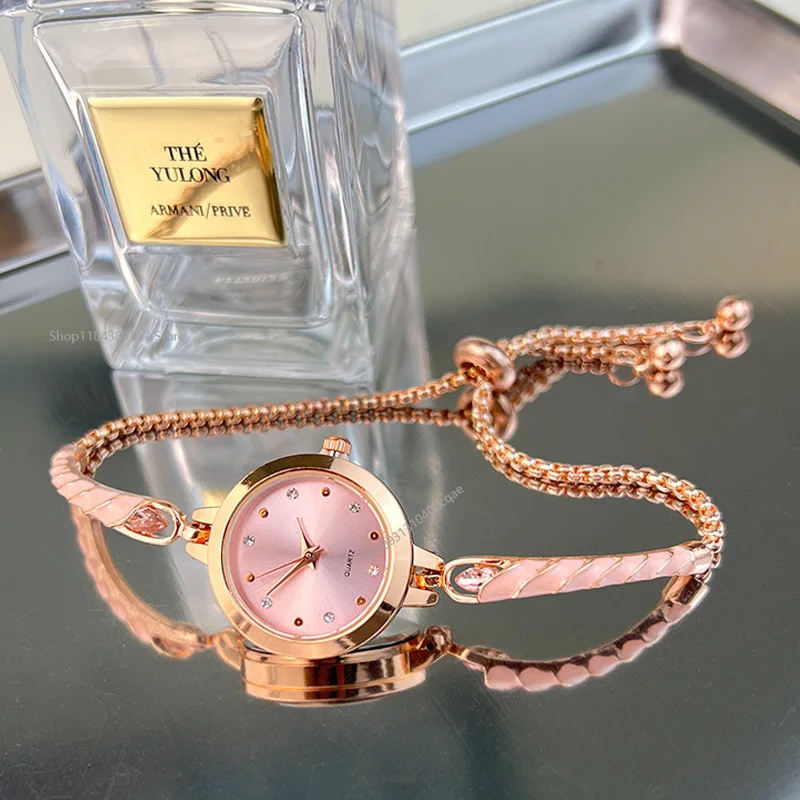 Watch for Women Fashionable Colorful Drill Thin Band Drill Round Women Watch Adjustable Alloy Bracelet Watch Relojes Para Mujer