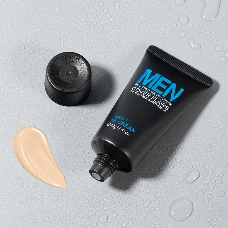 Crema BB para hombre, corrector hidratante de larga duración con Control de aceite, cobertura completa de cicatrices de poros, marcas de acné, manchas oscuras, imprimación de maquillaje