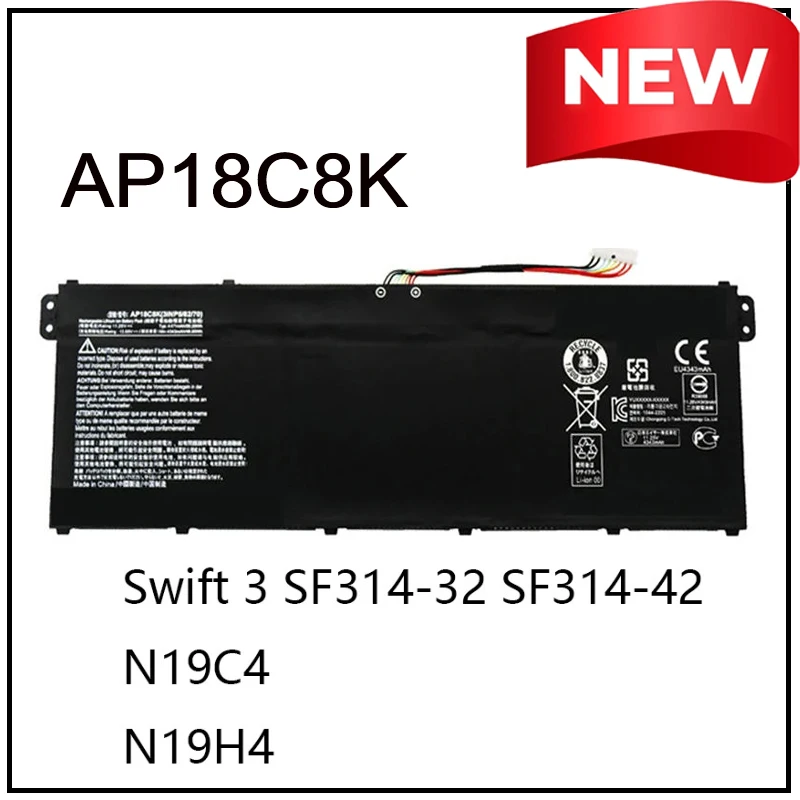 Batería de Repuesto de Iones de Litio AP18C8K para Portátil Acer Aspire 5 A514-52 A514-52-58U3 B19C4 N19H4 Swift 3 SF314-42 SF314-57 SF314-57G