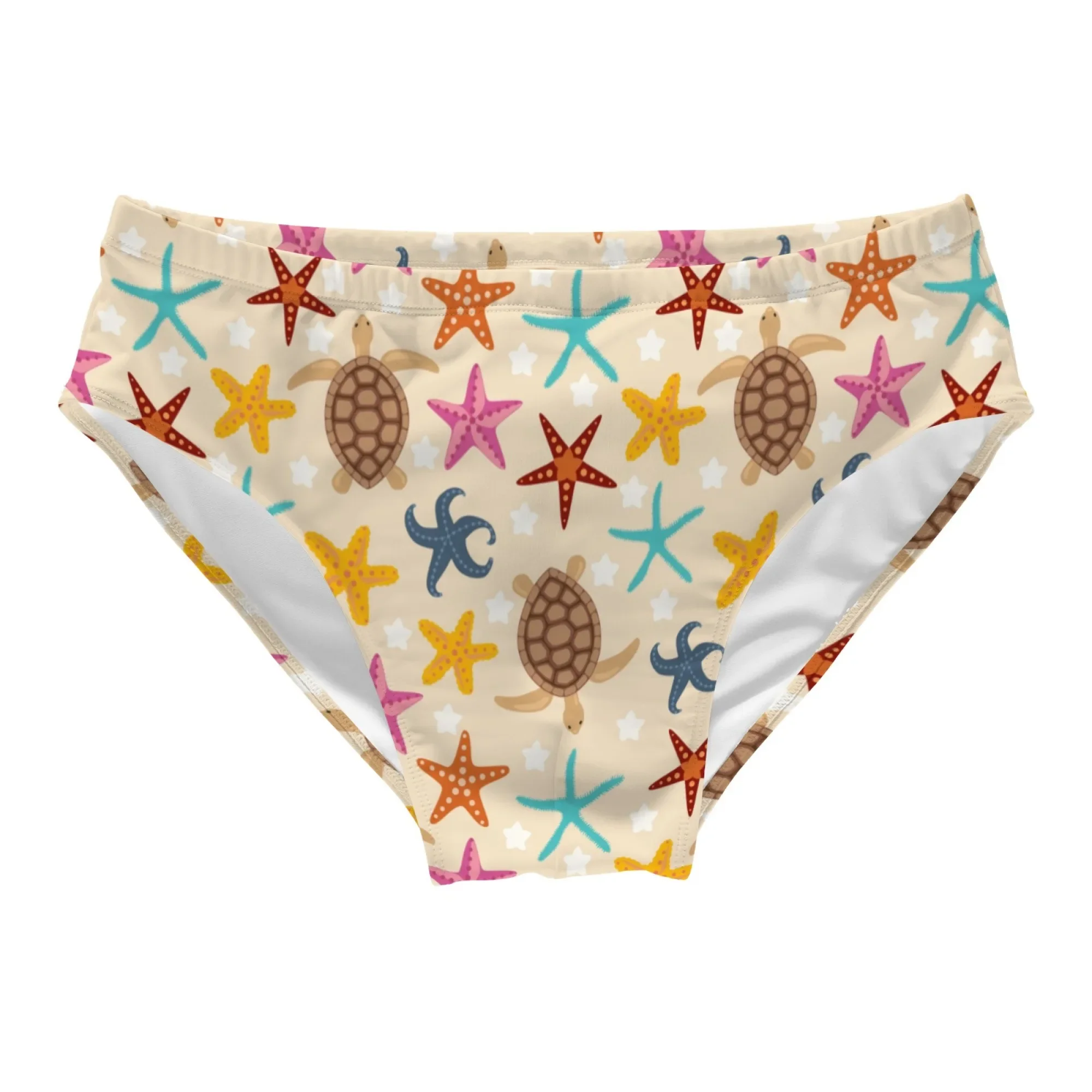 Cute Starfish Cartoon Print Men's Swim Trunks Beach Surf Shorts Happy Pool Party Sexy Men's Briefs Swimwear Lightweight