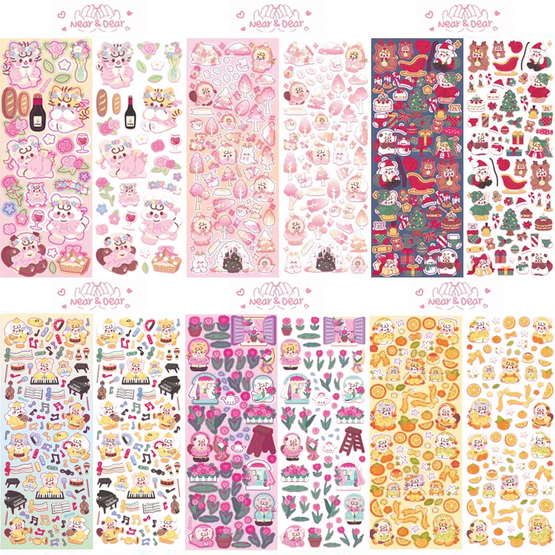Goo Card Sticker Korean Cartoon Cute Small Roll Outing Series  Ins Wind Goo Plate Hand Account Mobile Phone Decorative Sticker