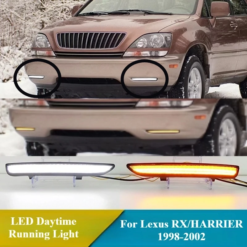 For Lexus RX/HARRIER‌ 1998-2002 LED daytime running steering modified front fog light durable exterior accessories