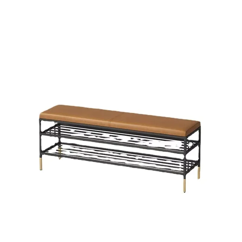 Modern Wrought Iron Shoe Changing Stool Bench for Home Entrance Villa Sofa Rack Cabinet