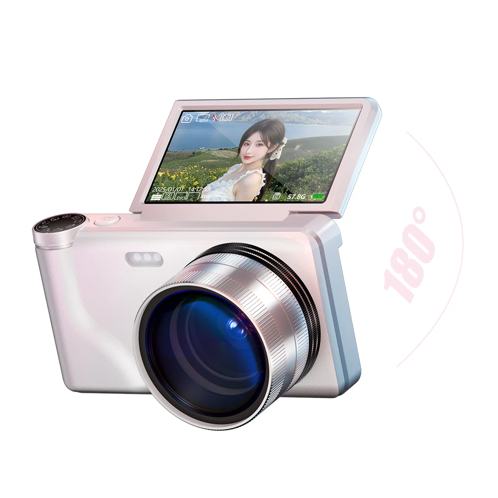 كاميرا رقمية للطلاب 64G Famue FC02 بدقة 64 ميجابكسل - فيديو بدقة 4K، زووم بصري 18X، مستشعر CCD، وضع التجميل، بطارية ليثيوم، هدية مثالية باللون الوردي #3