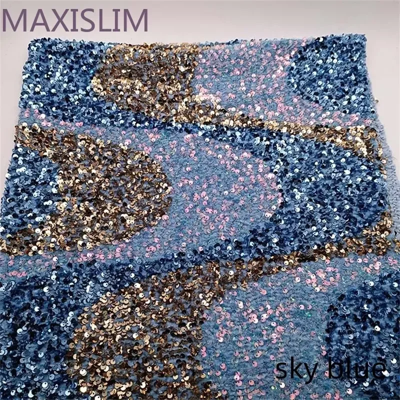 NEW 5MM Flanne Two-Color Sequin Embroidery Fabrics By Yards DIY Sewing Party Stage Dress Wave Type Sequin Fabrics Wide:125CM