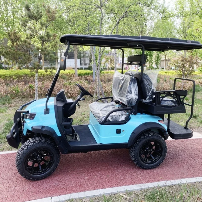 New Popular High Performance Golf Cart Electric Golf Cart Windshield Folding Bumper And Front Basket Brown Upholstered Seat