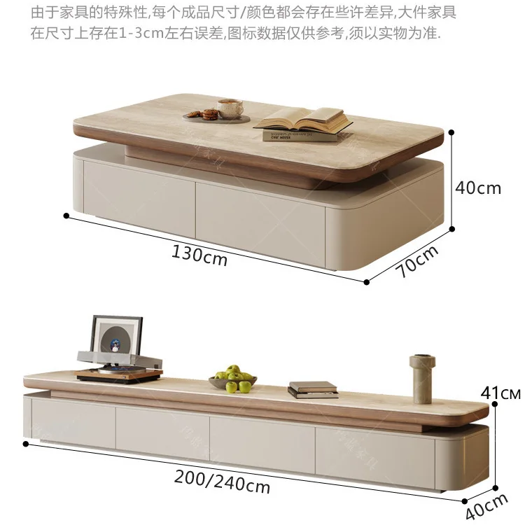 LH sintered stone coffee table, TV cabinet, vintage style, solid wood coffee table, table, living room furniture