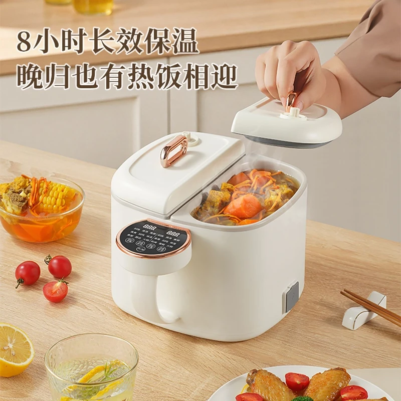 Double-pot electric rice cooker, small household rice cooker, dual-compartment hot pot, single-person dormitory multi-functional