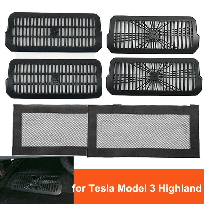 For 2024 Tesla Model 3 Highland Under Seat Rear Air Vent Protect Cover Anti-blocking Backseat Outlet Grille Protector Accessory