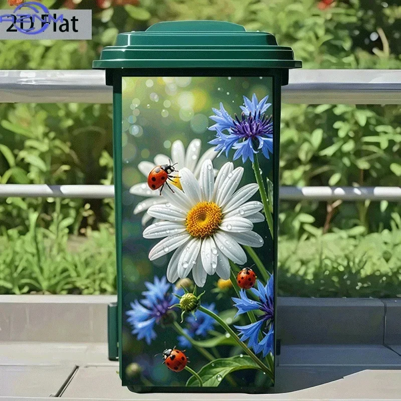 2D Print Waste Bin Ornament Art Sticker Trash Can Decal