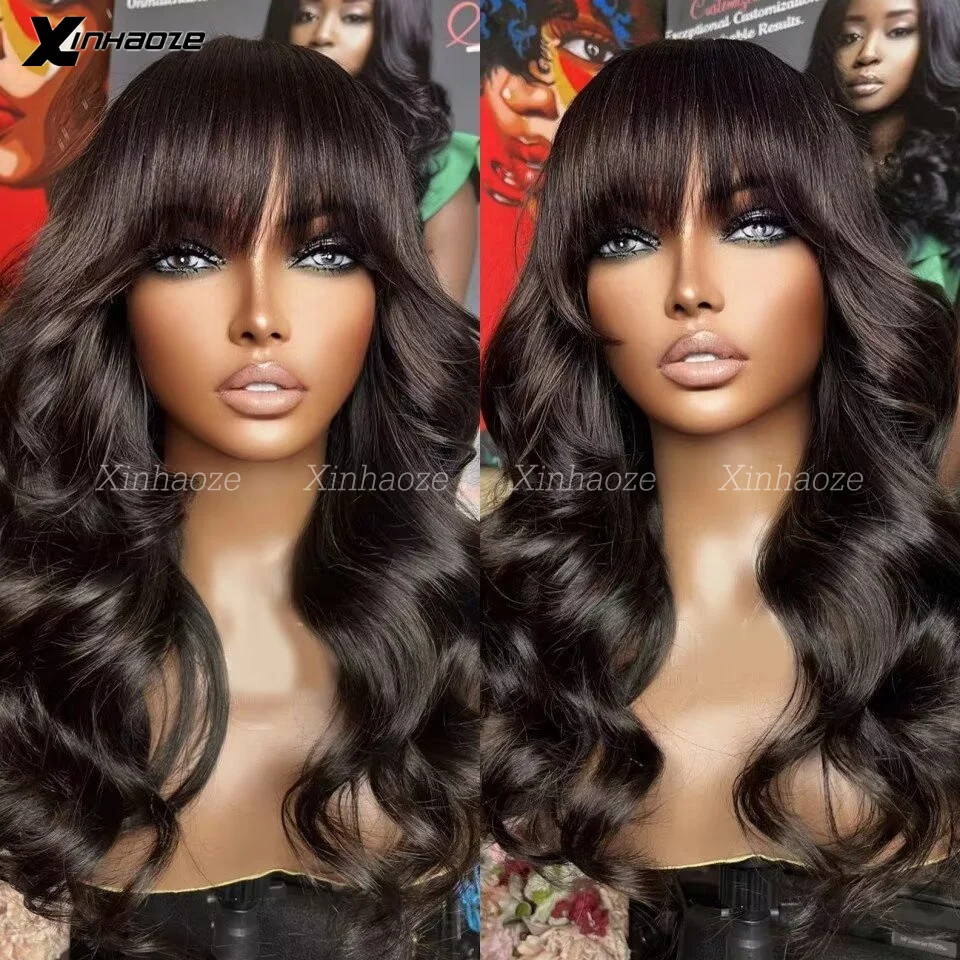 

360/Full Lace Wigs 13x4 Silk Base Human Hair Wigs with Bangs Indian Remy Wavy Glueless 5x5 PU Silk Base Closure Wigs For Women