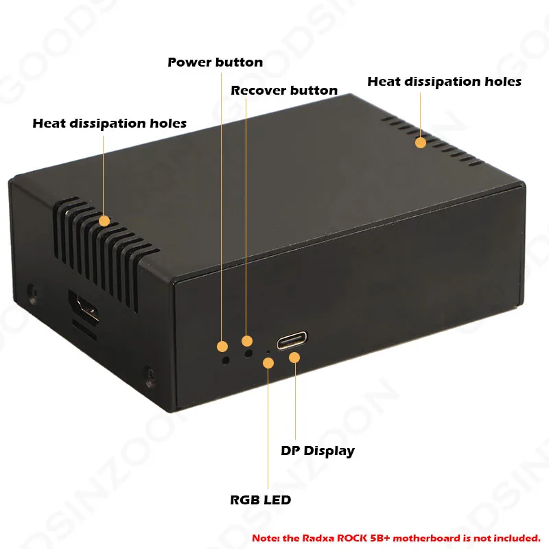Caixa de metal Radxa ROCK 5B+ - Escudo protetor de alumínio com compatibilidade total para ROCK 5B+