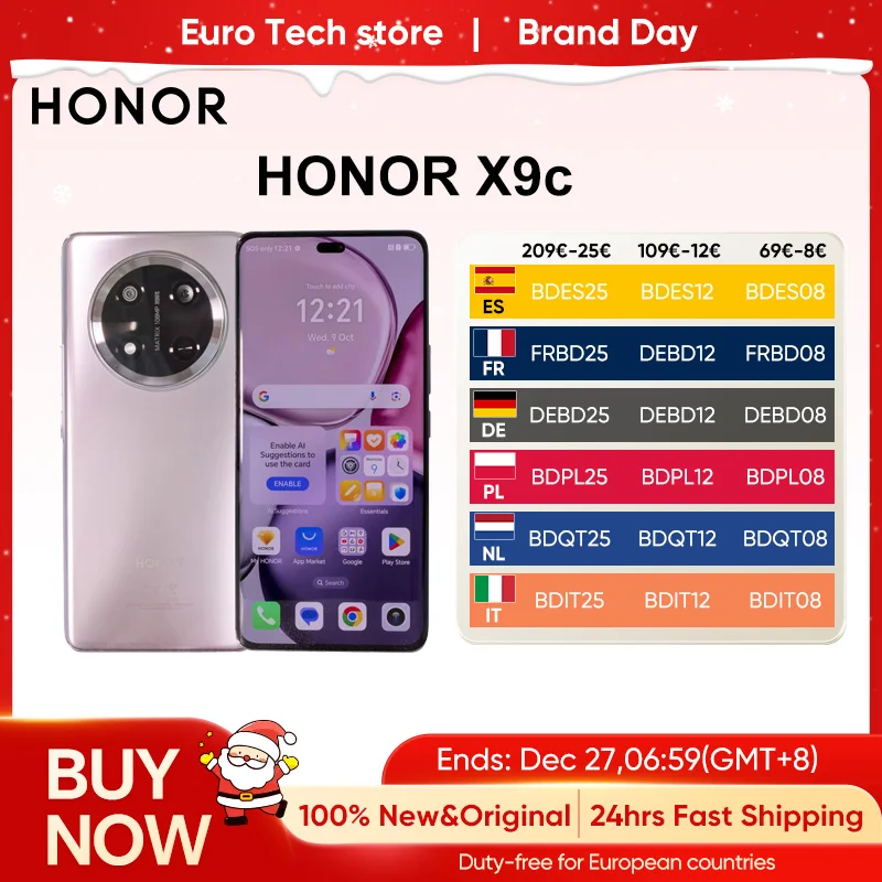 BOOM OR X9C-Smartphone Android 14 de 6.78 Pouces avec Écran Incurvé 120Hz, Triple Caméra 108MP, Batterie 6600mAh, pour Touriste, Epi100%, Nouveauté Originale