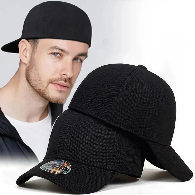 Casual Fashion Solid Color Baseball Cap Fitted Fully Enclosed Unisex Cap Outdoor Black Quick Recovery Sport Sun Protection Hat