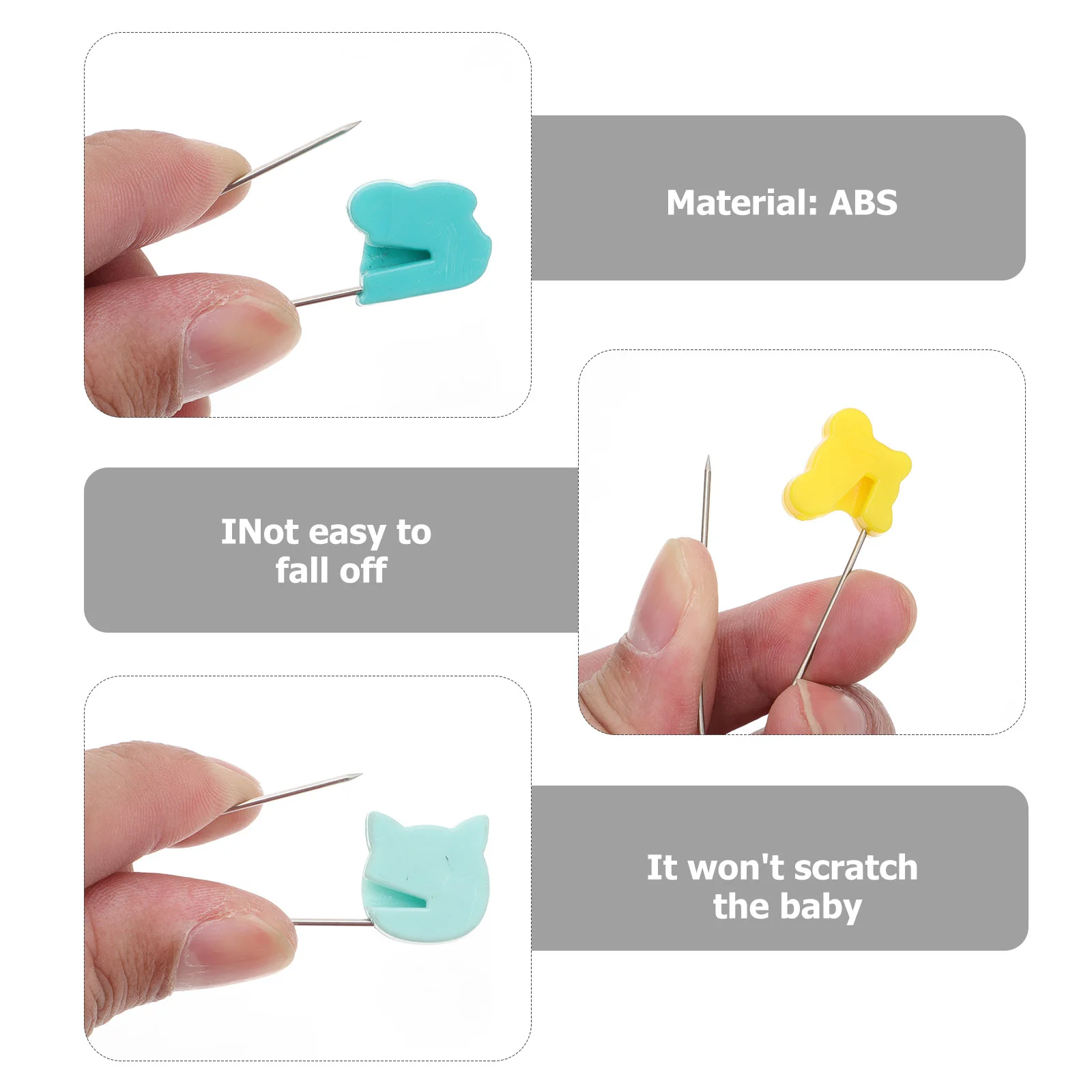 10 قطعة دبابيس مشبك أمان كرتونية على شكل حيوان من الفولاذ المقاوم للصدأ على شكل حرف U قفل للحفاضات والملابس والجوارب