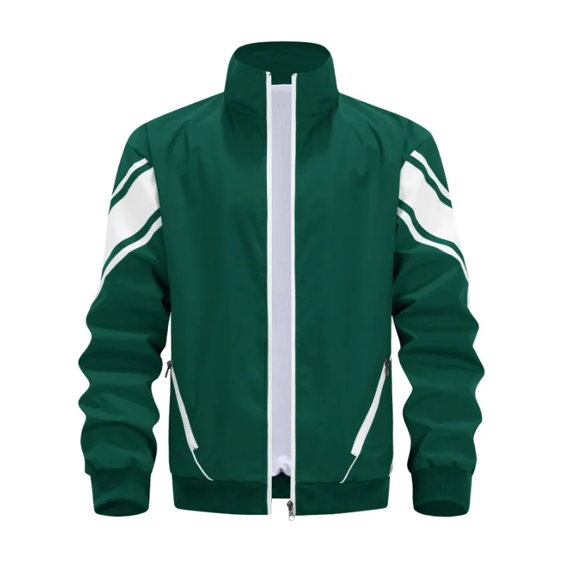 

Spring Autumn Men's Sports Outdoor Casual Loose and Versatile Stand-Collar Jackets Coats Long-Sleeved Contrast Color Tops