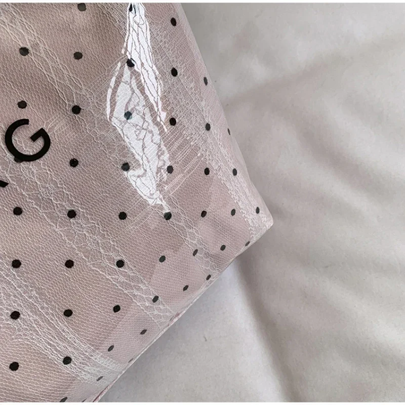 Transparente PVC-Tragetasche, wasserdichte Damen-Umhängetasche mit Buchstaben-Aufdruck, große Kapazität, lässige, leichte Einkaufstasche – Detail 2