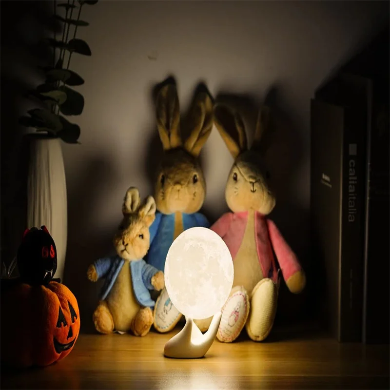 Moon Lamp Led Night Light Battery Powered with Stand Starry Lamp Bedroom Decor Night Lights Kids Gift Moon Lamp