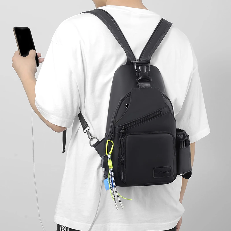 New Messenger Crossbody For Men Sling Small Shoulder Multi-function Carry Nylon Casual Chest Bags With Big Pockets Zipper Work