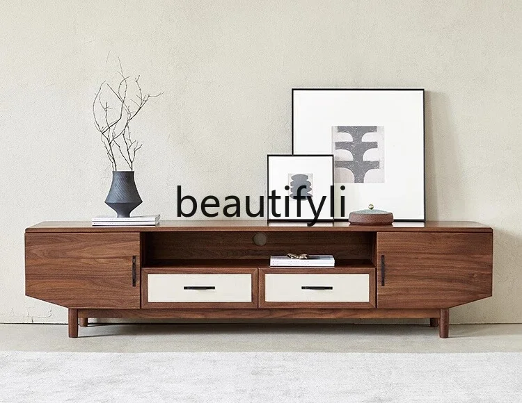 

TV cabinet North American black walnut floor cabinet household simple small apartment living room locker0746