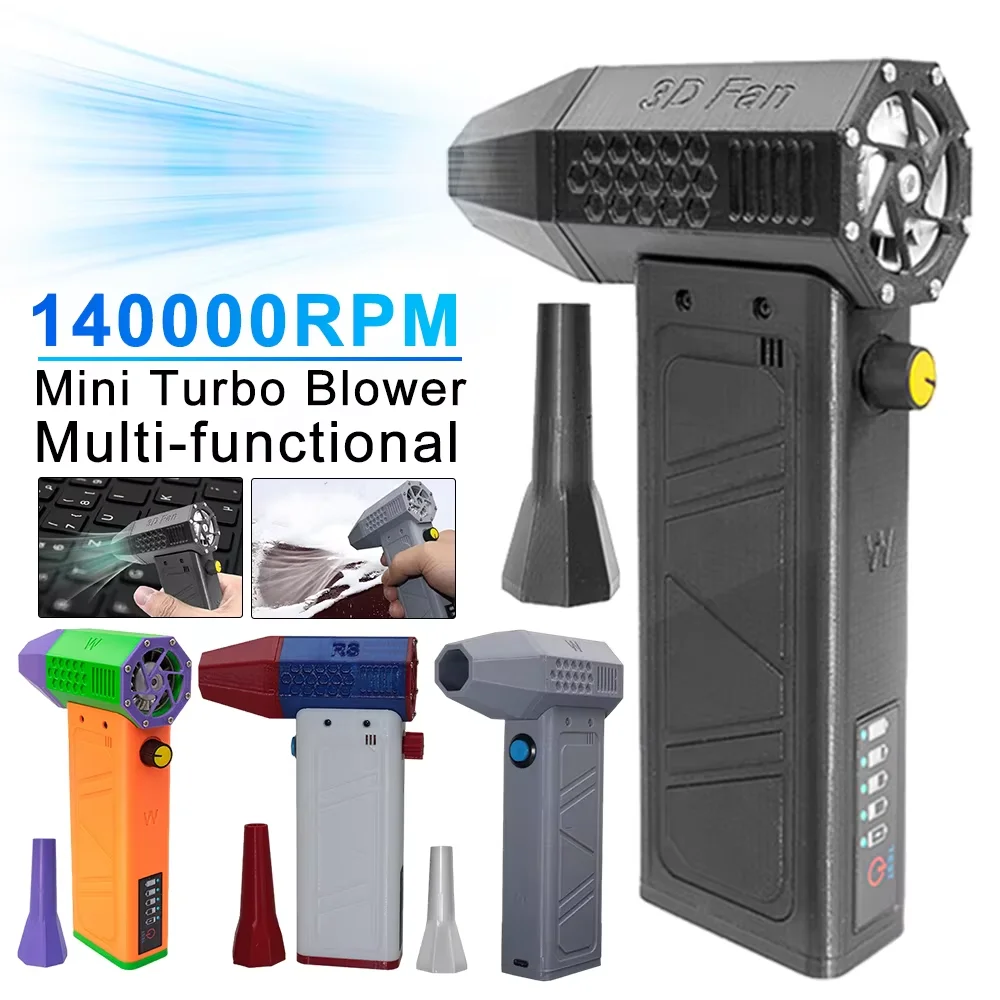 140000 RPM Gewelddadige Blower Fan 52 M/S Borstelloze Motor Mini Turbo Jet Fan Met Power Display Turbo Gewelddadige Fan Auto schoner Gereedschap