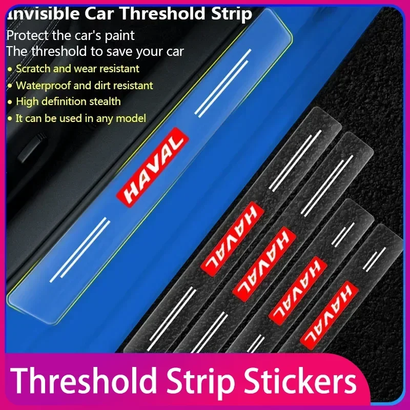 

4pcs Carbon Fiber Car Sticker Auto Door Threshold Scratch Waterproof For Haval H6 M6 H2S H4 H7 H5 H8 H9 F7 Car Accessories