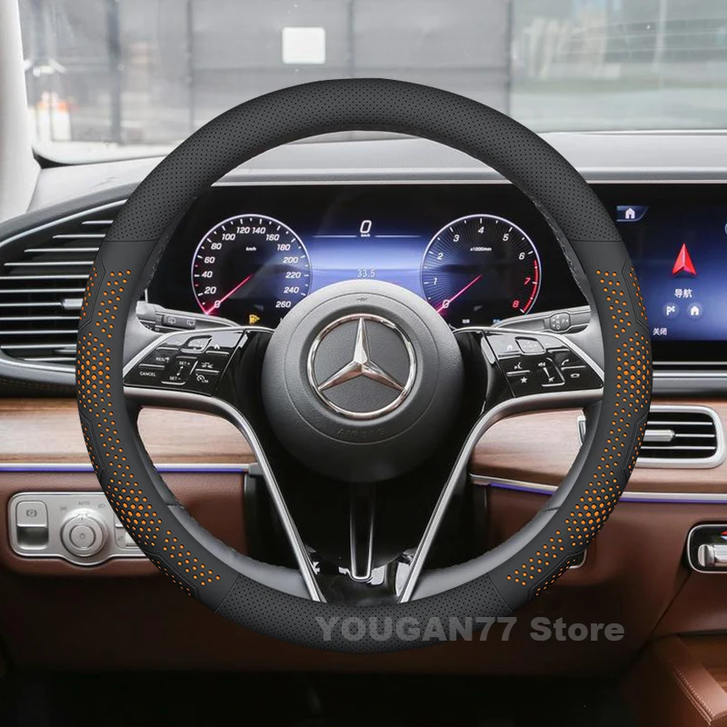 

Leather Car Steering Wheel Cover For Mercedes-Benz GLE w167 c292 250d 53 amg 2025 2015-2024 high-end Auto interior Accessories