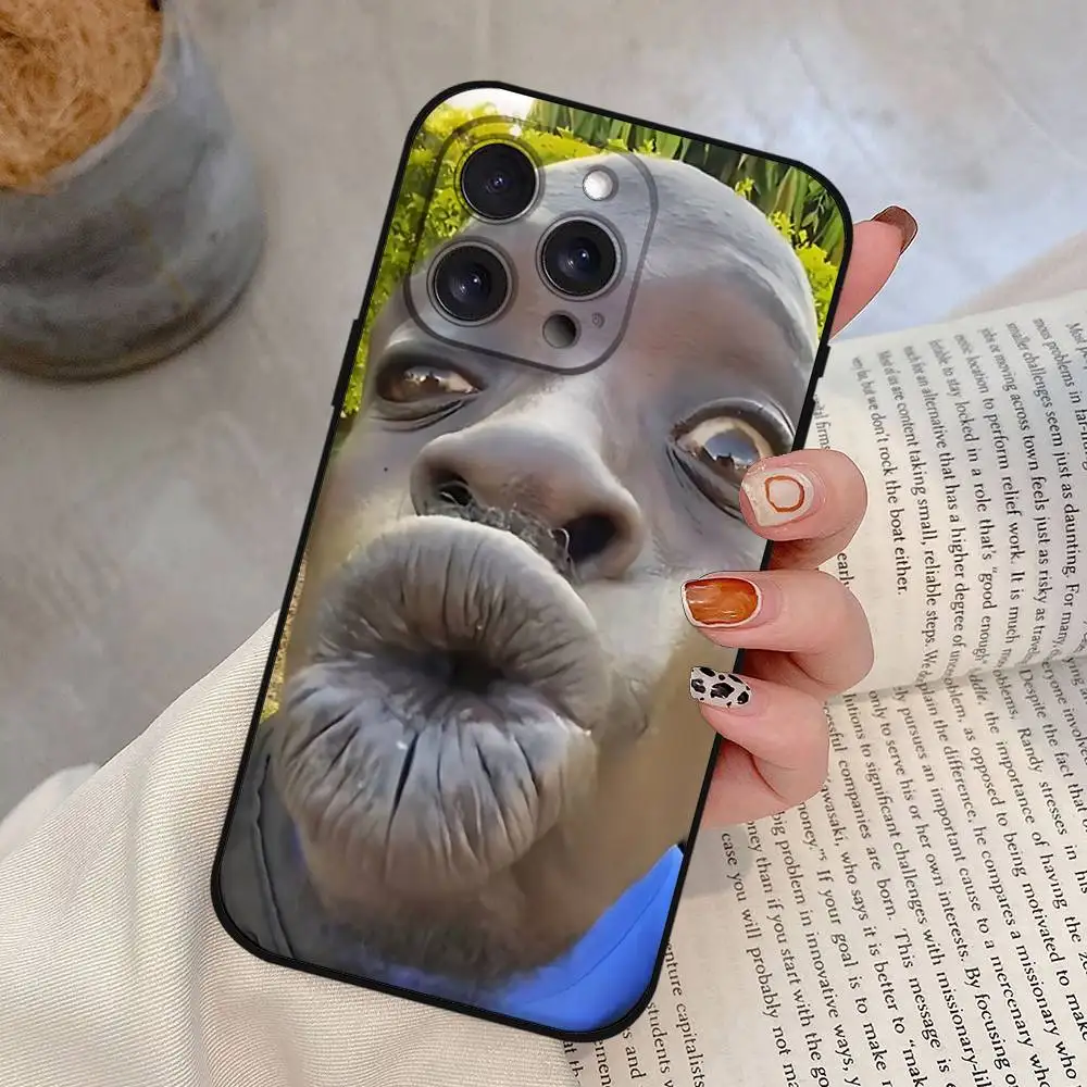 Coque de téléphone drôle homme laid pour IPhone 17,16,15,14,13,12,11 Plus,Pro,Max,XR,XS,X,7,8 Plus,Mini Silicone noir souple