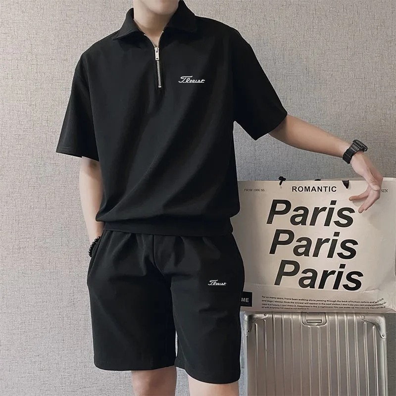 

골프웨어 남성 2024 New Men's Casual Set Fashion Brand Short sleeved Polo Shirt Sports Shorts Men's Wear Paired with One Set 명품골프웨어 남성