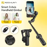 Estabilizador de cardán portátil AOCHUAN Smart X2 negro de 3 ejes con varilla de extensión para iPhone y teléfono inteligente Android estabilizador de cardán