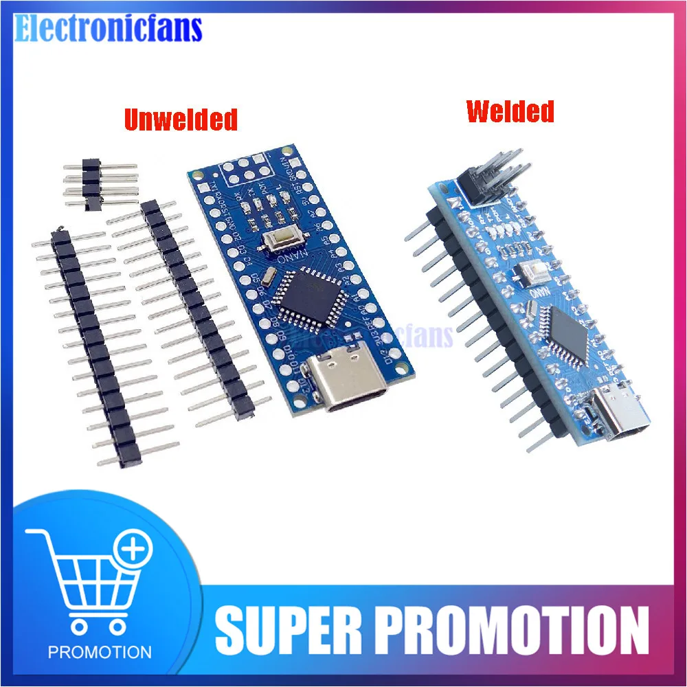 Atmega328 CH340 MINI Type-C Nano 3.0 USB Development Board Module ATmega328P CH340G 5V 16M Micro-Controller Board for Arduino