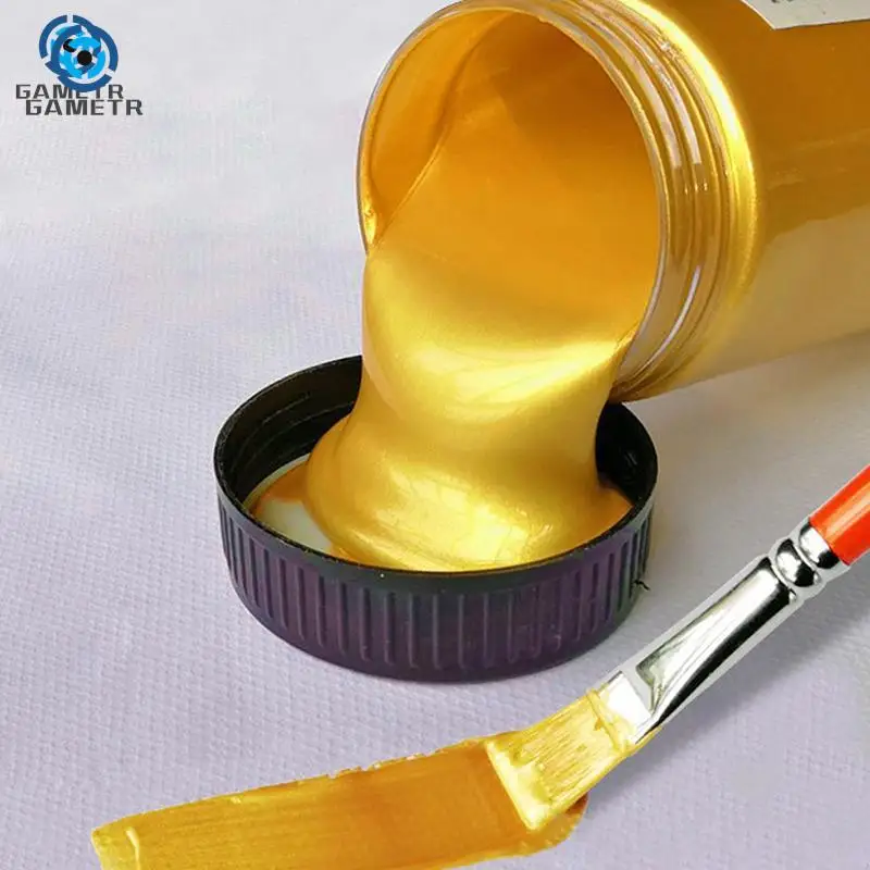 100ml Golden Acrylic Paint Metal Pearlescent Hand-painted Gypsum Glue Waterproof and Non-fading DIY Painted Paint