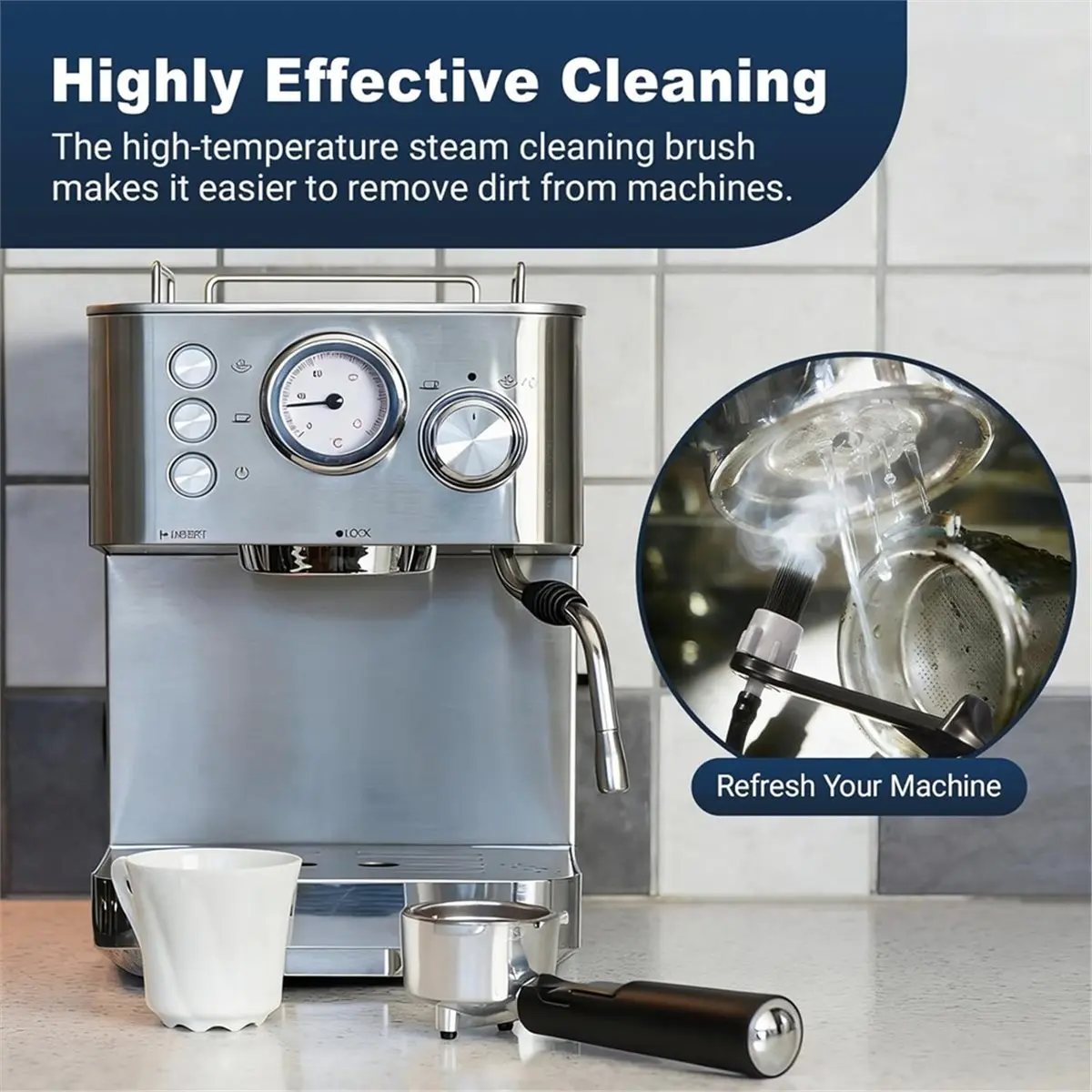 【STABLE QUALITY】Coffee Machines Steam Cleaning Brush,Featuring A Scoop-Shaped End and Removable Heat- Brush Head