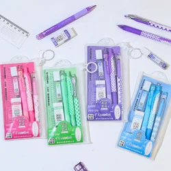 Multi-color 6Pcs/set, creative stationery set, student school supplies, pencil, eraser, ruler, neutral pen, study stationery set