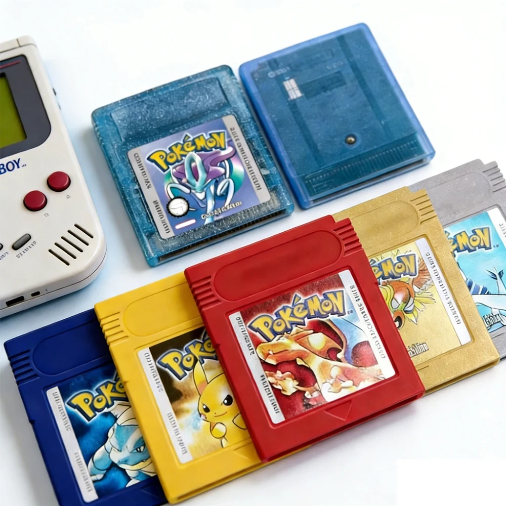 New Pokémon Red Blue Crystal Golden Green Silver Yellow GBC Game Card 16 Bit Video Game Cartridge Console Cards For GB/SP