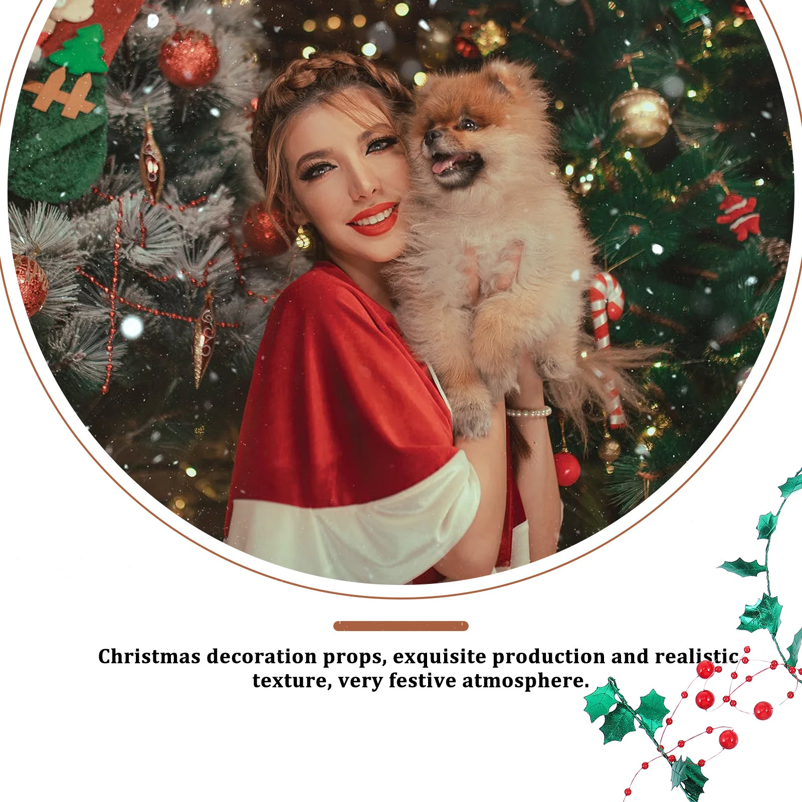 

1 Roll Christmas Tinsel Wire Red Berry Garland Ribbon DIY Craft Garland Decorations Holiday Party Decoration Christmas