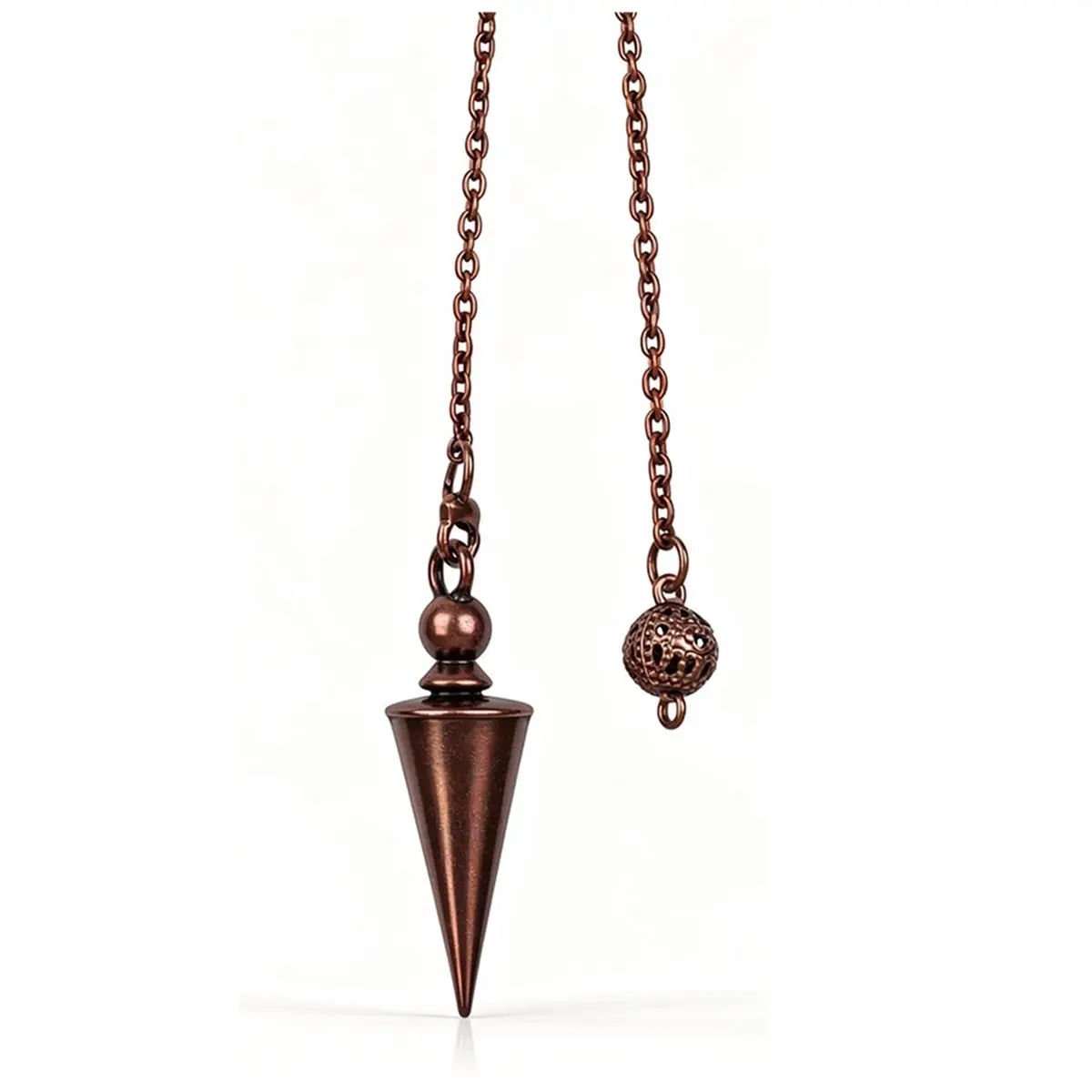 A43TBG 9 Inch Copper Pendulum with Chain, Hexagonal Cone Spiritual Pendant for Dowsing,Healing Tool for Pendulum Board