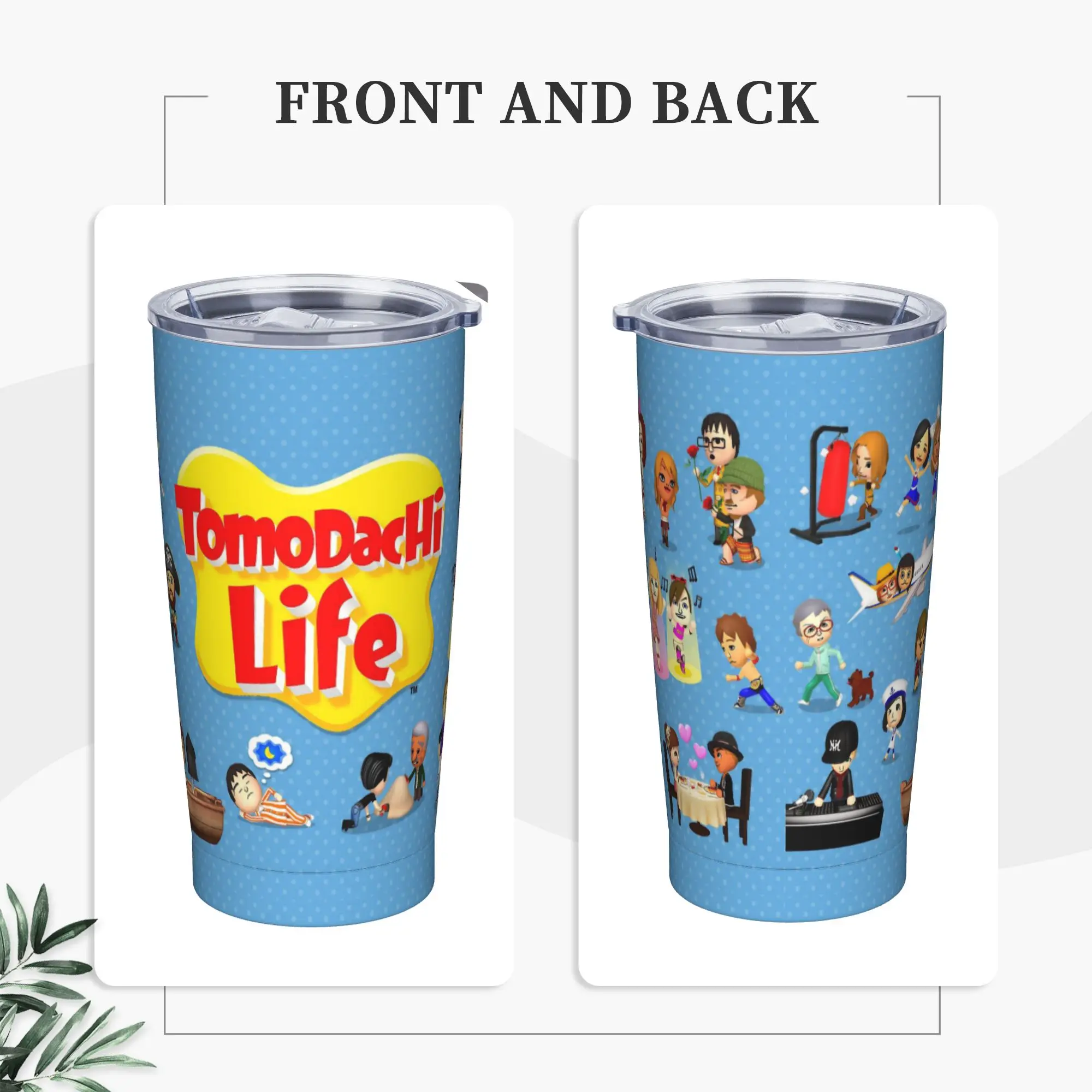 Tomodachi Life Video Game 2026 Tumbler Vacuum Insulated  Thermal Cup Vacuum Flask Double Wall Mugs Water Bottle, 20oz