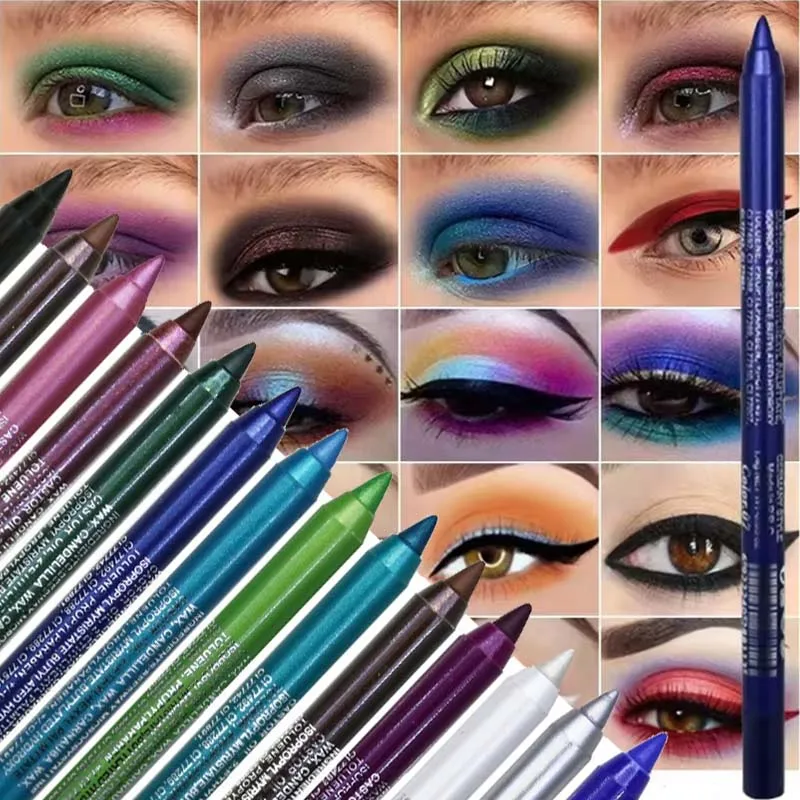 17 Farben Perlglanz-Eyeliner-Stift, bunt, wasserfest, langlebig, matt, glatt, leicht zu tragen, Lidschatten-Eyeliner-Stift, Augen-Make-up