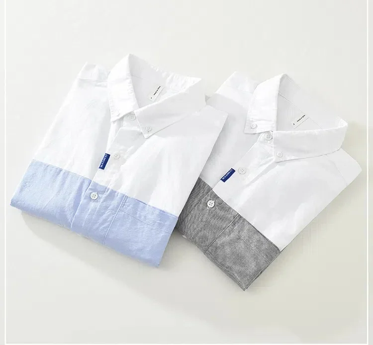 2025 جديد رجل قميص طويل الأكمام ربيع الخريف الشارع المرقعة مصمم قميص عادية القطن الخالص رجل بلايز قمصان الموضة الكورية