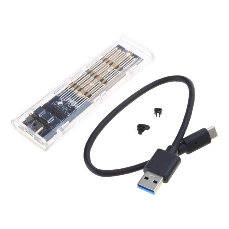 

M.2 NVME SSD Enclosure Transparent- Tool-free USB TypeC Hard Case- Box for M.2 PCIe NVMe SSD 2230-2280