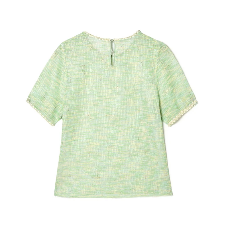 

Sweet Sle ort Sve Knitted Sweater for Women Summer 2025 Regular Thin Fabric Other 00% Knitted Top Trendy Youthful