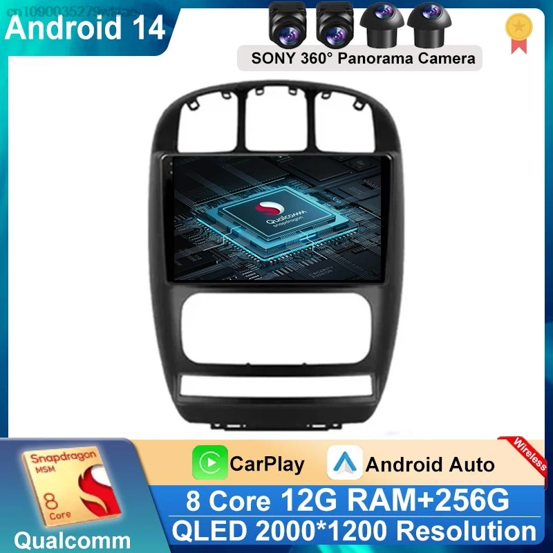 

For Dodge Caravan 4 For Chrysler Grand Voyager RS 2000 - 2012 Android 14 Carplay Auto Car Radio Multimedia Video Player Screen