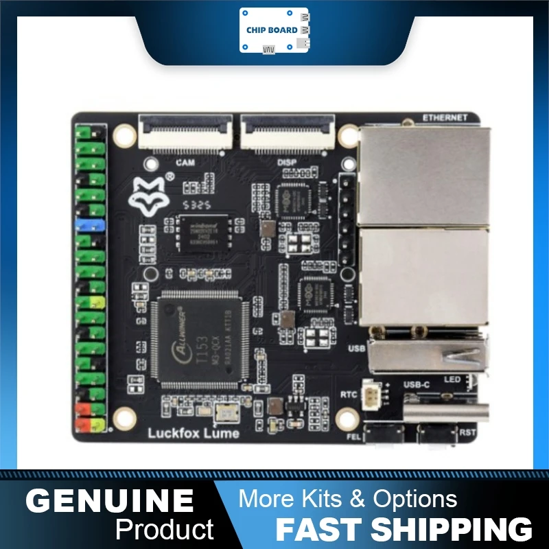 Waveshare Luckfox Lume Dev Board with Allwinner T153, Linux System, Dual Gigabit Ethernet, DDR3 and Flash