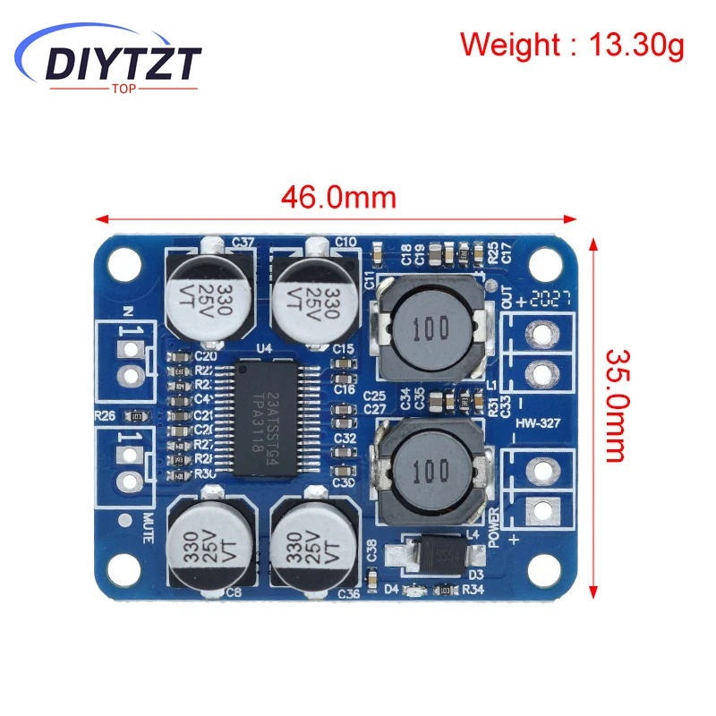 DIYTZT 1/3/5PCS DC 12V-24V TPA3118 60W Mono Digital Audio Power Amplifier Board Amp Module 32P chip original chip.