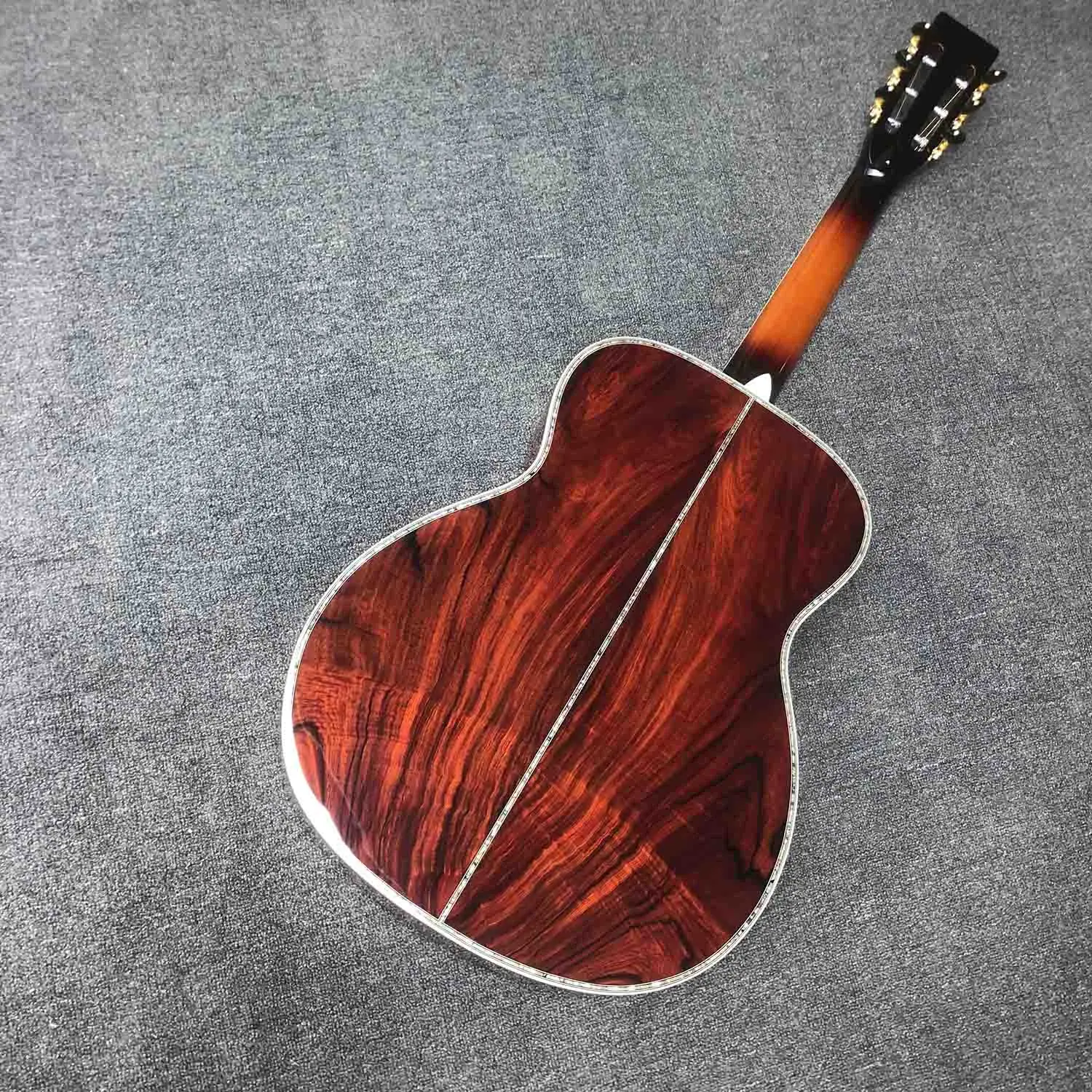 Custom 40 Inch Solid Cocobolo Back Side Acoustic Guitar Ebony Fingerboard with 45mm Nut in Sunburst Color OM45 OM42