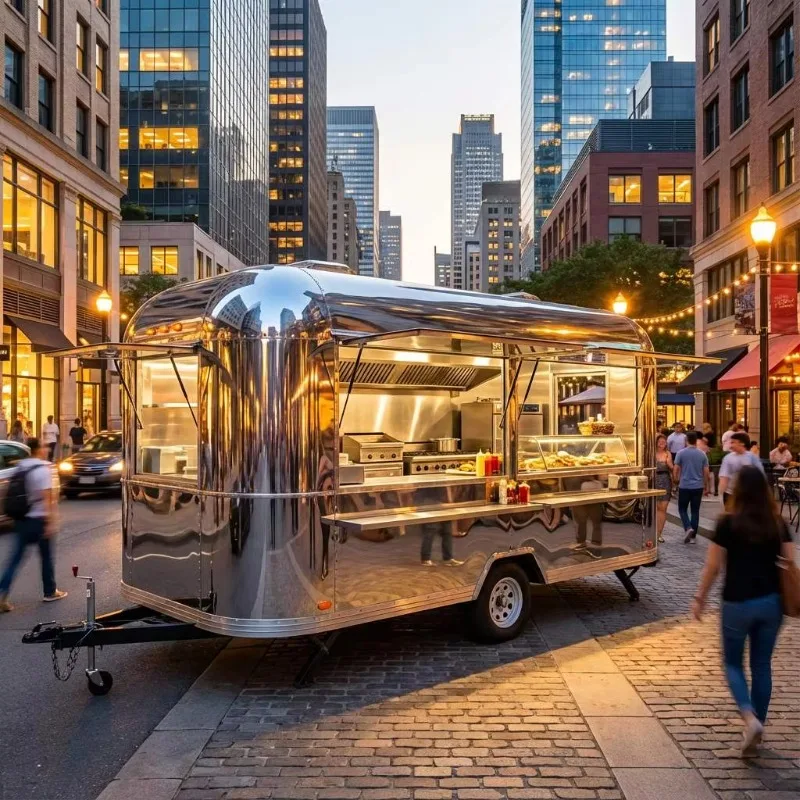 Fast Food Truck With Full Kitchen Concession Catering Food Trailer Pizza Burger Container Restaurant Bar For Sale Usa Australia