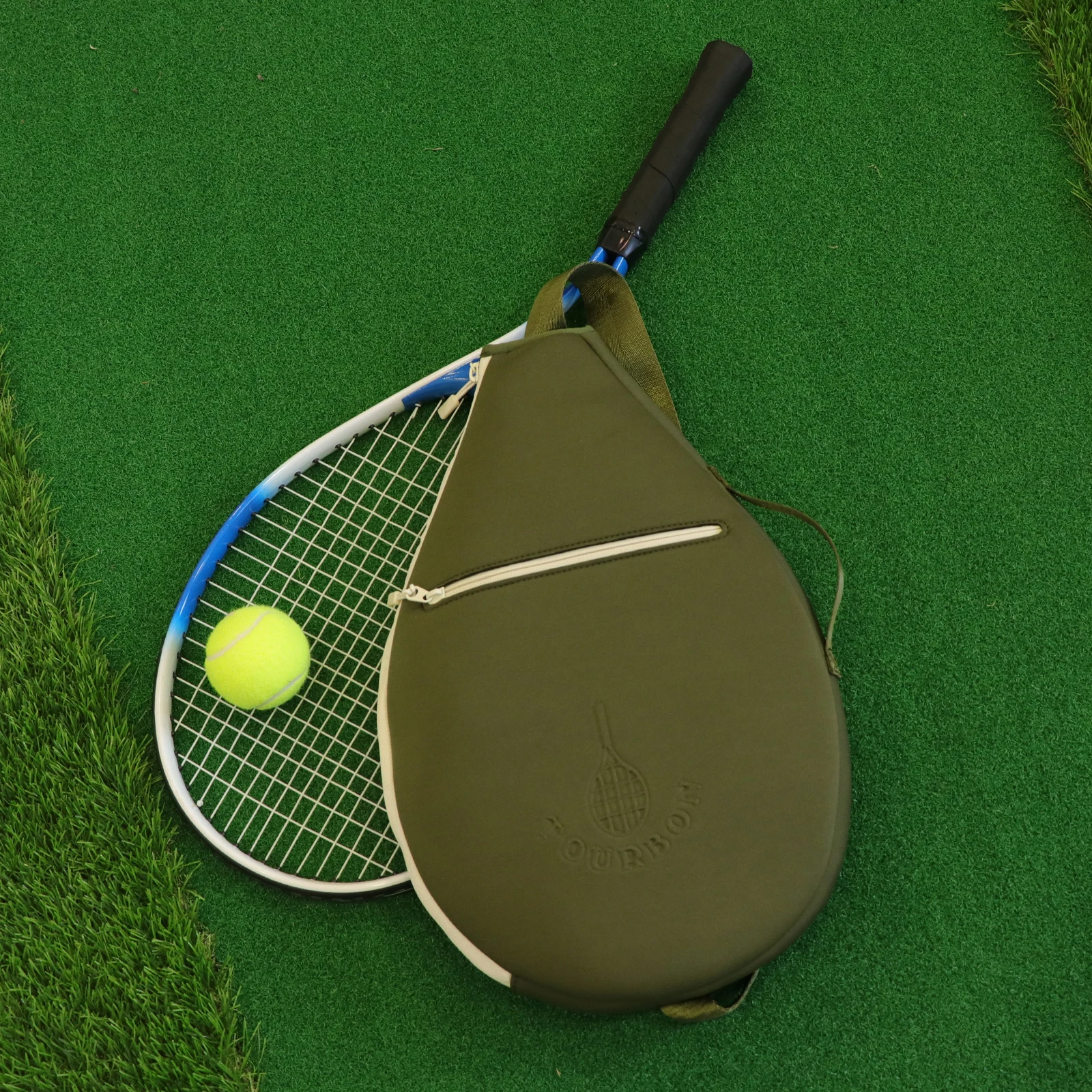 Tourbon Tennis Racquet Bag Sports Training Crossbody Shoulder Tennis Racket Bag Neoprene Light Weight Adjustable Strap Outdoors