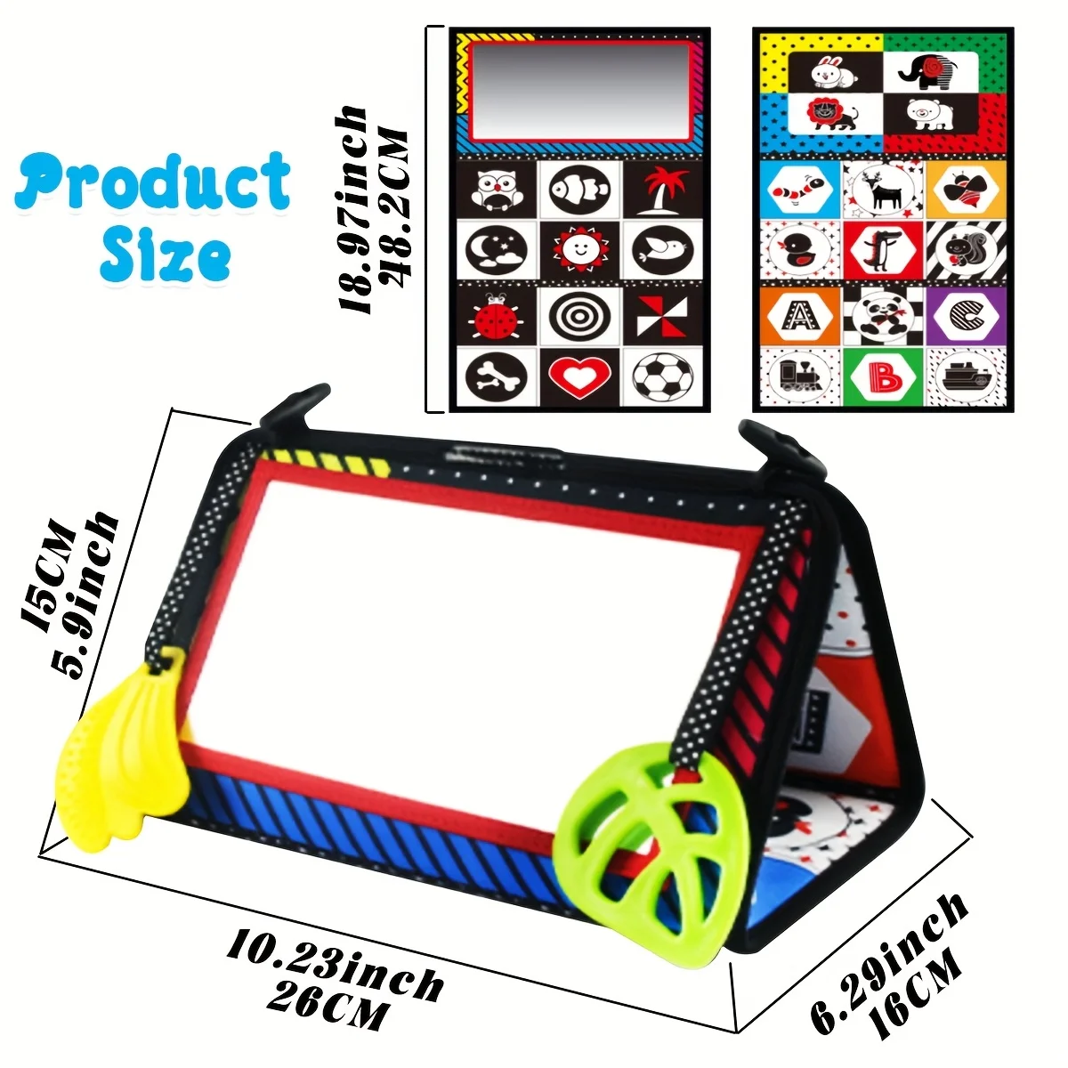 Livre en tissu miroir pour enfants, livre en tissu Double face interactif pliable et à contraste élevé, favorisant le développement du cerveau