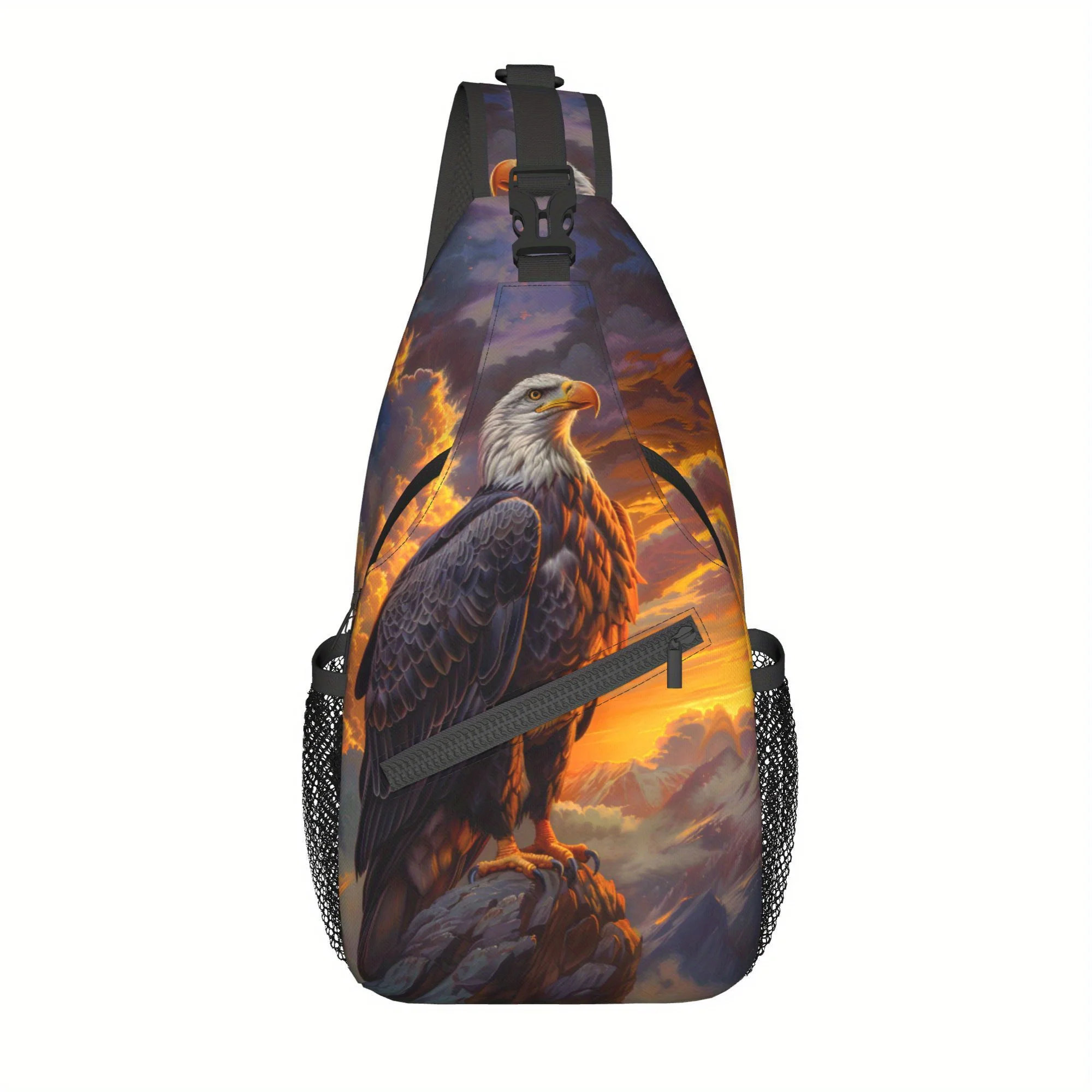 

Men's Eagle of the Sunset Skies Crossbody Sling Bag Secure Zipper Closure Lightweight Chest Pack for Cycling Travel Hiking